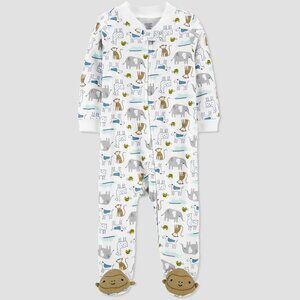 Carter's Just One You Baby Boys' Animal All Over Print 1pc Pajama - White